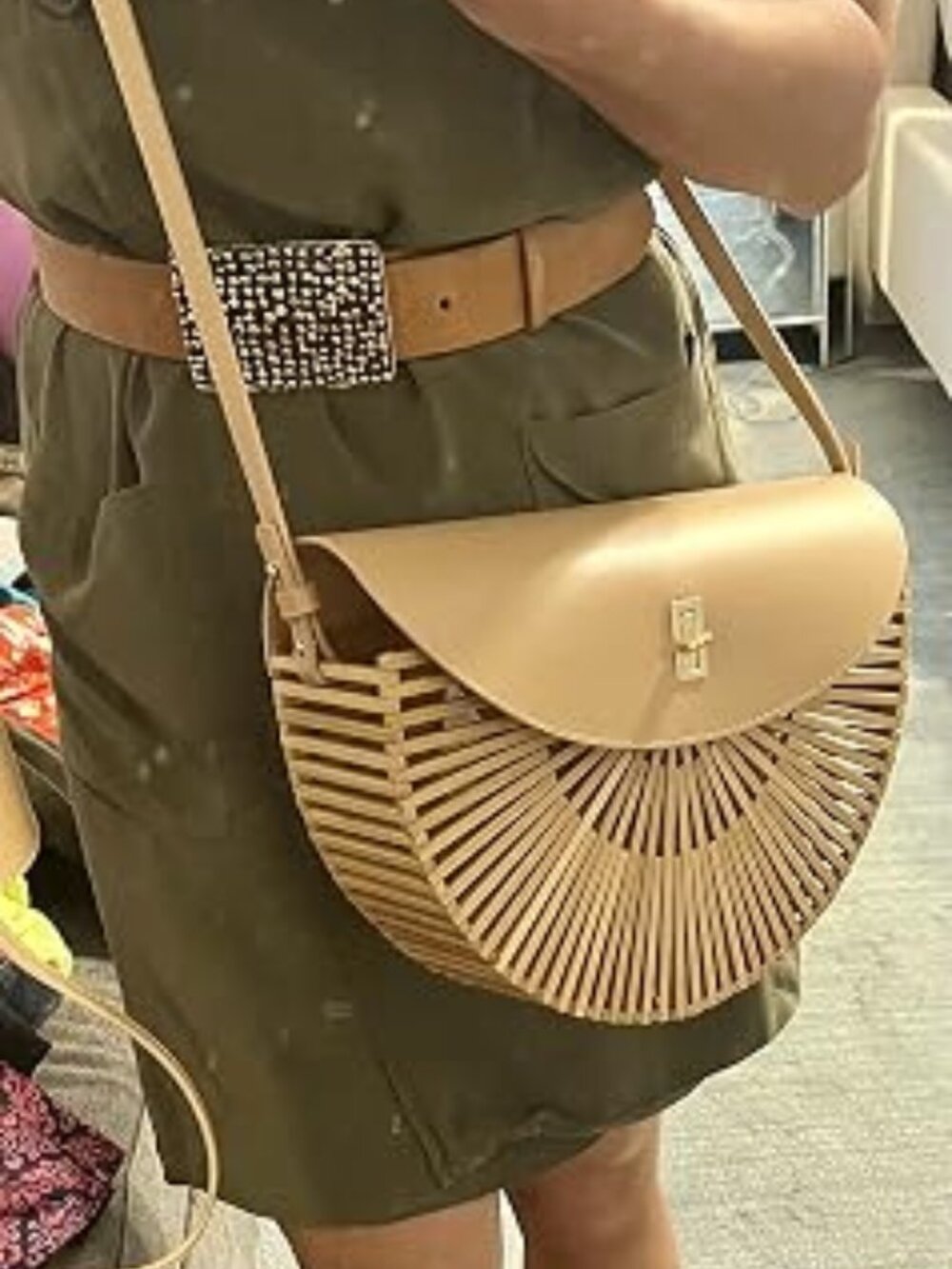 Neiman Marcus Handwoven Bamboo Bag Summer Straw Purse